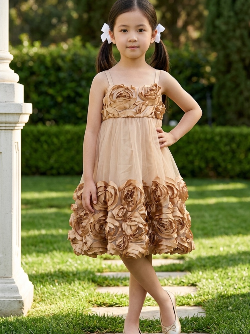 Bonnie Jean Gold Rosette Kids Dress